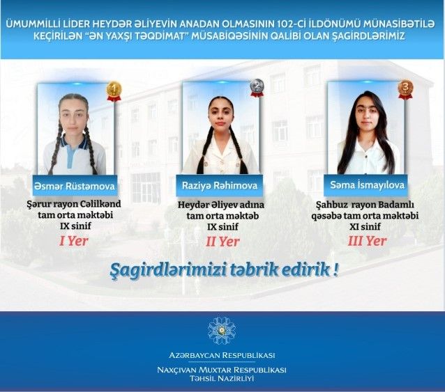 Naxçıvanın  3 məktəblisi "Ən yaxşı təqdimat" müsabiqəsində qalib olub