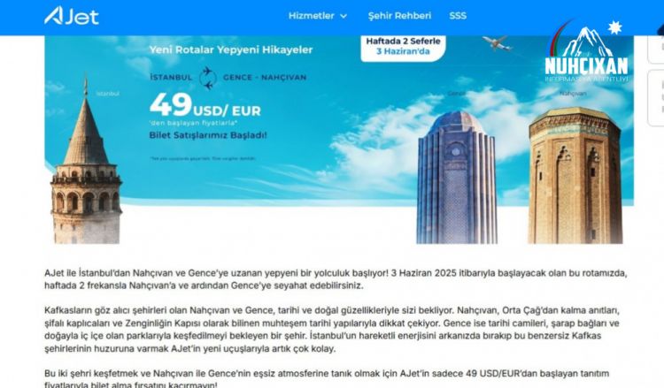 Naxçıvan-İstanbul reysinə biletlər ucuzlaşıb<font color=red> - FOTOLAR</font>