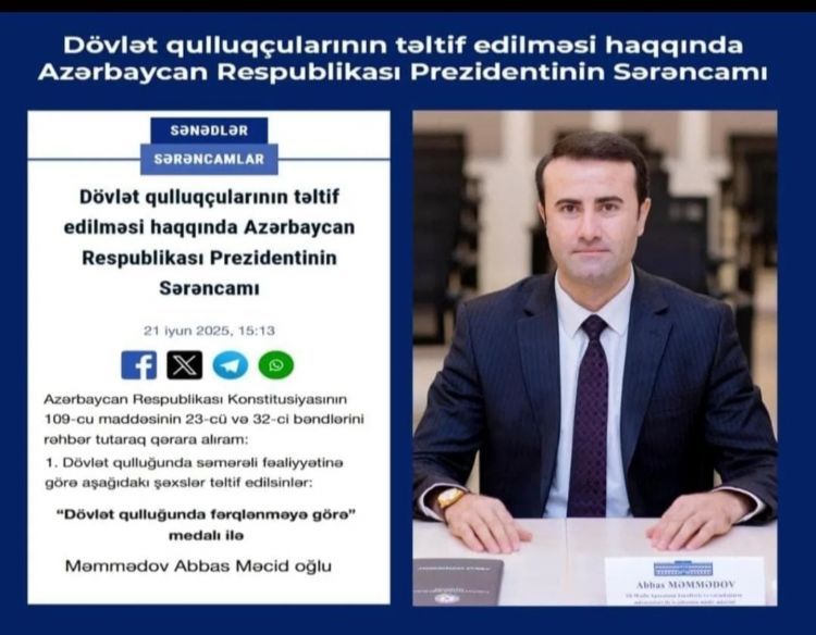 Dövlət qulluqçularının təltif edilməsi haqqında Azərbaycan Respublikası Prezidentinin <font color='red'> - SƏRƏNCAMI</font>
