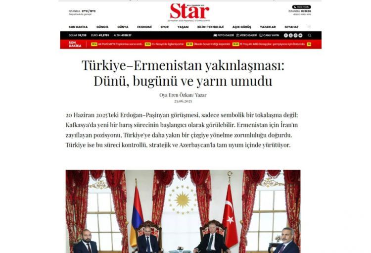 “STAR” qəzeti: Ermənistanla dialoqda olan Türkiyə Azərbaycanla tam koordinasiyada fəaliyyət göstərir