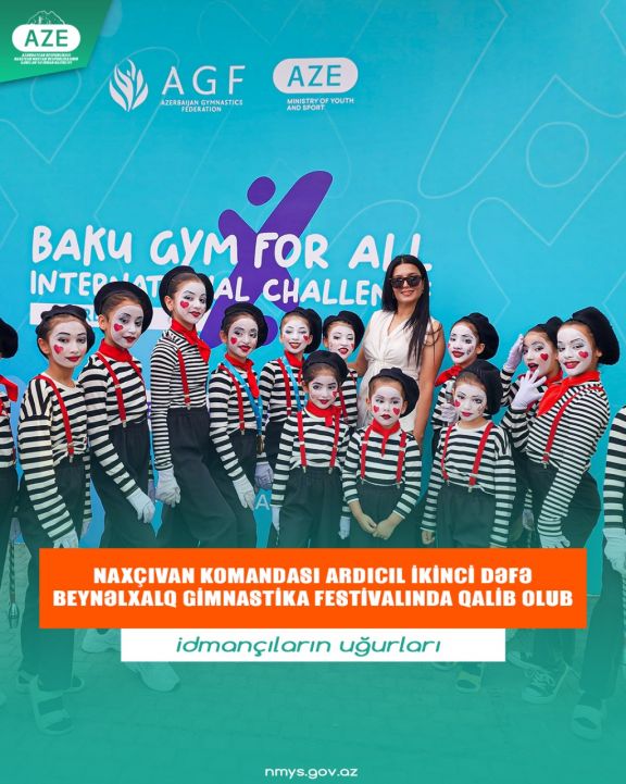 Naxçıvan komandası ardıcıl ikinci dəfə beynəlxalq gimnastika festivalında qalib olub<font color=red> - FOTOLAR</font>