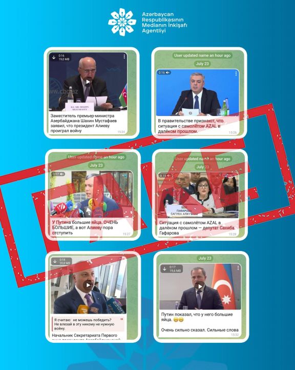 MEDİA: Bir sıra dövlət xadimlərinin adından saxta açıqlamalar yayılıb