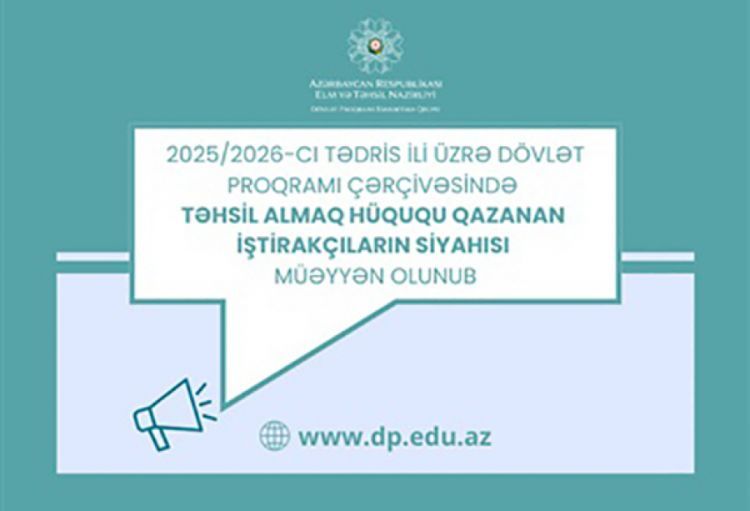 2025/2026-cı tədris ili üçün Dövlət Proqramı çərçivəsində xaricdə təhsil almaq hüququ qazananların siyahısı açıqlanıb