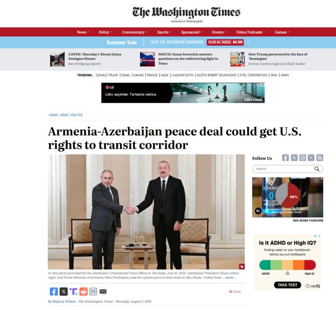 Azərbaycan Prezidenti İlham Əliyevin Ermənistanın baş naziri ilə Vaşinqtonda keçirəcəyi görüş dünyanın ən nüfuzlu mediasında<font color=red> - FOTOLAR</font>