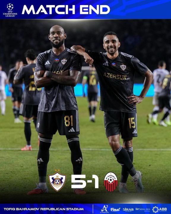 Çempionlar Liqası: “Qarabağ” “Şkendiya”ya böyük hesabla qalib gələrək pley-offa yüksəlib