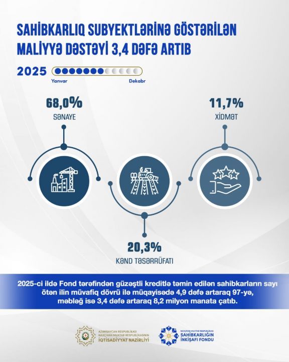 Naxçıvanda sahibkarlara verilən güzəştli kreditlərin məbləği 3,4 dəfə artıb