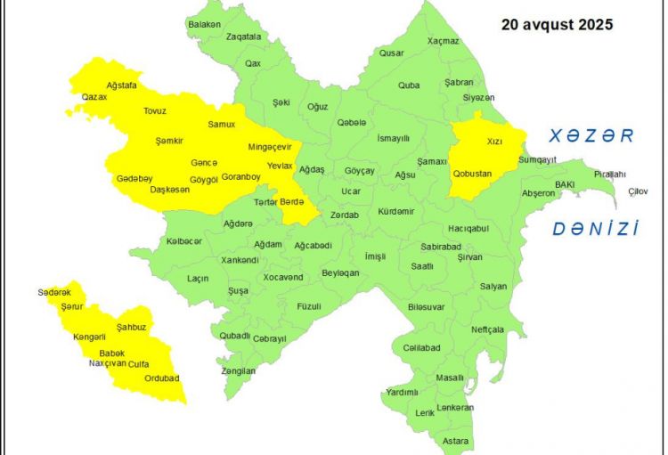 Küləkli hava şəraiti ilə bağlı sarı xəbərdarlıq verilib