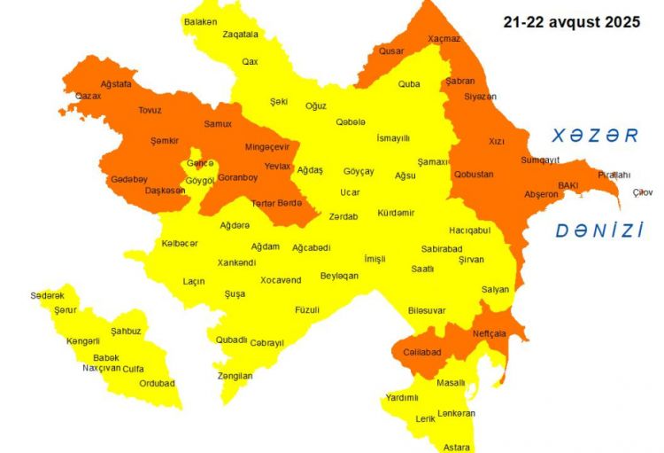 Küləkli hava şəraiti ilə bağlı sarı və narıncı xəbərdarlıqlar verilib