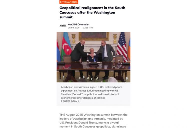 Malayziya mediasında Vaşinqton sammiti haqqında məqalə yayımlanıb