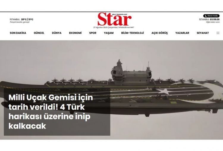 Media: Türkiyənin ilk aviadaşıyıcısı 2030-cu ilədək istismara buraxıla bilər