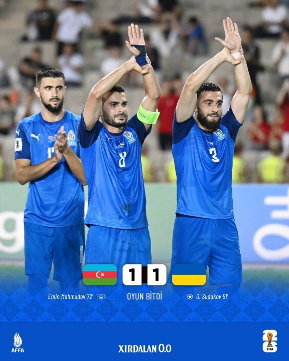 DÇ-2026: Azərbaycan millisi Ukrayna ilə bərabərə qalıb
