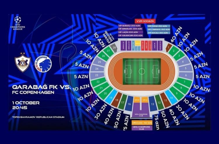 "Qarabağ" - "Kopenhagen" oyunu üçün biletlərin əksəriyyəti satılıb