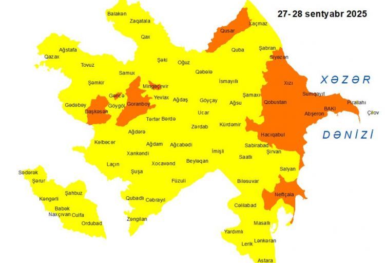 Küləkli hava şəraiti ilə bağlı sarı və narıncı xəbərdarlıq verilib