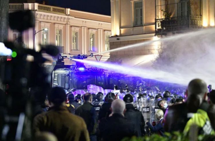 Tbilisidə etirazçılar Prezident sarayının ərazisində daxil olublar<font color=red> - FOTOLAR</font>