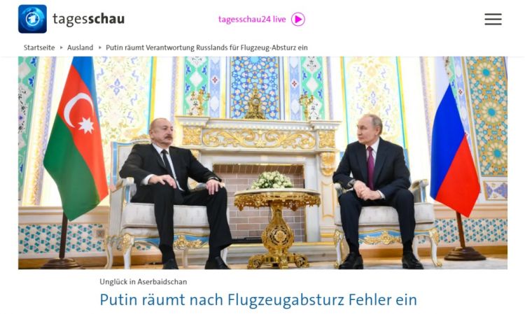 Almaniya mediası Putinin AZAL-ın təyyarəsinin qəzaya uğramasına görə üzr istəməsindən yazıb<font color=red> - FOTOLAR</font>