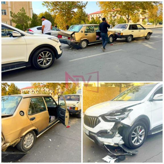 Naxçıvan şəhərində yol-nəqliyyat hadisəsi baş verib, üç avtomobil toqquşub