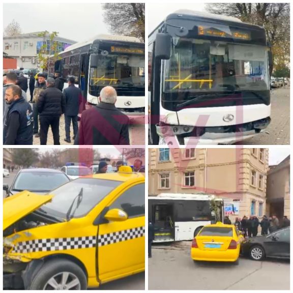Naxçıvanda zəncirvari qəza olub, marşrut avtobusu dörd avtomobilə çırpılıb