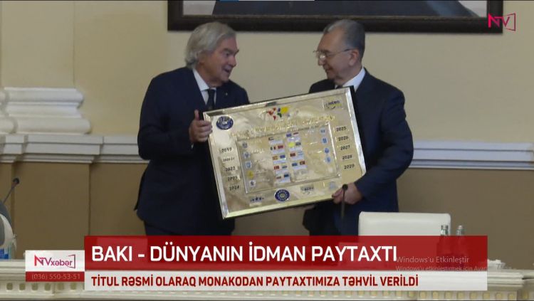 "Dünya İdman Paytaxtı" titulu Bakıya təqdim olunub<font color=red> - VİDEO</font>