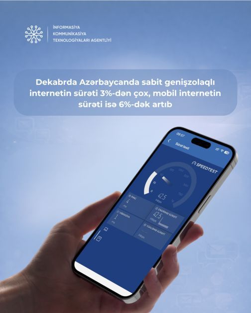 İKTA: Ötən ay Azərbaycanda sabit genişzolaqlı və mobil internetin sürəti artıb