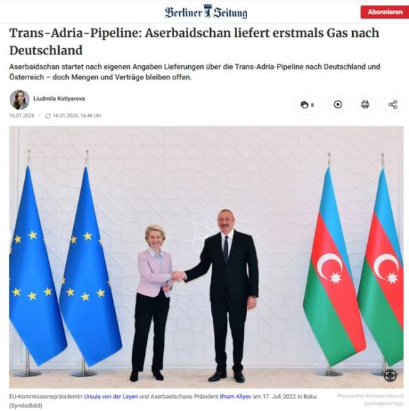 Alman mediası Azərbaycan qazının Almaniya və Avstriya bazarına ixracına geniş yer verib<font color=red> - FOTOLAR</font>