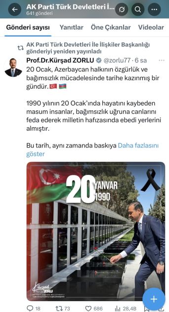 Türkiyədə 20 Yanvar faciəsi ilə əlaqədar başsağlığı mesajları yayımlanıb<font color=red> - FOTOLAR</font>