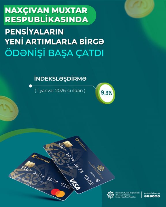 Naxçıvan Muxtar Respublikası üzrə fevral ayının pensiya ödənişləri başa çatdırılıb