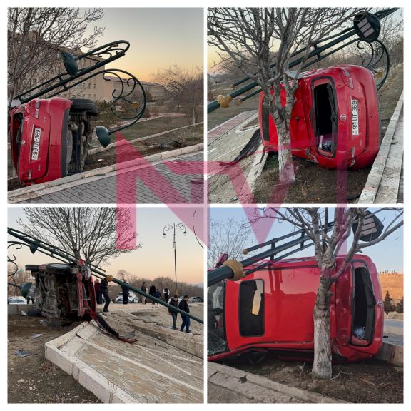 Naxçıvanda avtomobil işıq dirəyinə çırpılıb, iki nəfər xəsarət alıb