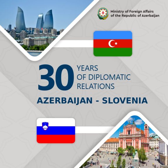Rəsmi Bakı diplomatik münasibətlərin 30-cu ildönümü ilə bağlı Sloveniyanı təbrik edib