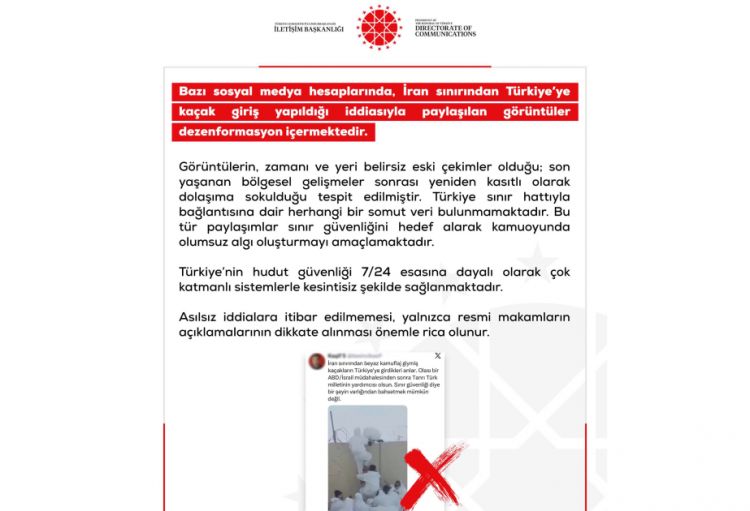 İran vətəndaşlarının Türkiyəyə qanunsuz giriş etdiyi barədə paylaşımlar dezinformasiyadır