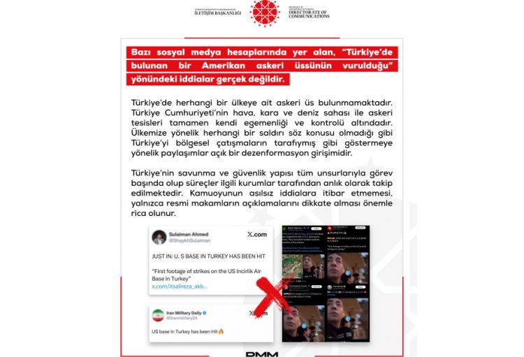 Dezinformasiya ilə Mübarizə Mərkəzi: Türkiyədə hansısa ölkəyə məxsus hərbi baza yoxdur