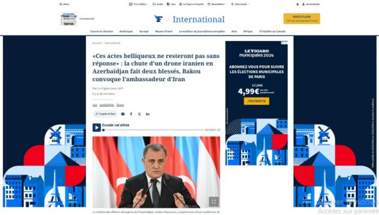 Fransa mətbuatı İranın Naxçıvana dron hücumundan yazır<font color=red> - FOTOLAR</font>