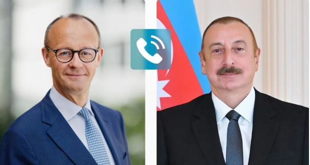 Prezident İlham Əliyev Almaniya Kansleri Fridrix Mertslə Yaxın Şərqi müzakirə edib