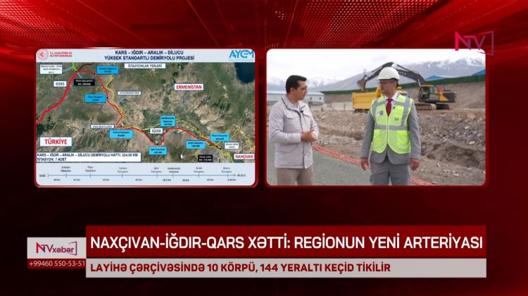 NTV QARSDA | 224 KM UZUNLUĞUNDA YENİ DƏMİR YOLU XƏTTİ İNŞA OLUNUR<font color=red> - VİDEO</font>