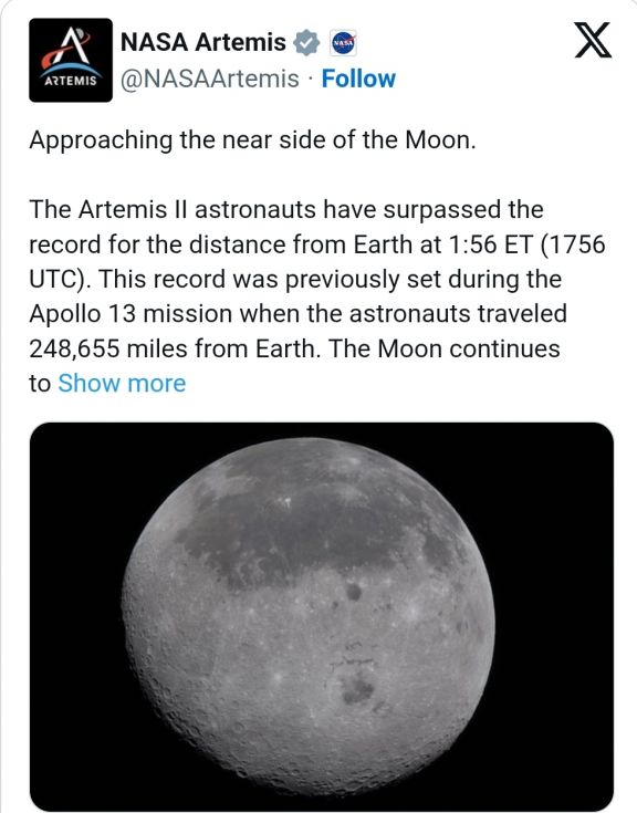 NASA: Astronavtlar Aya maksimum dərəcədə yaxınlaşıblar