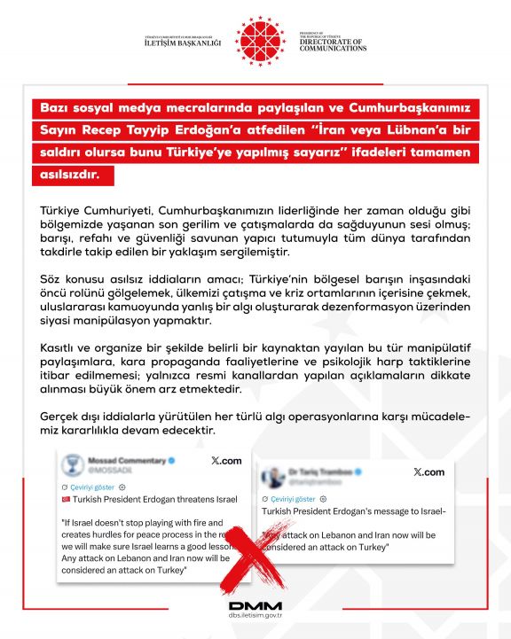 DMM: Sosial mediada Ərdoğanın adından yayılan ifadələr yalandır