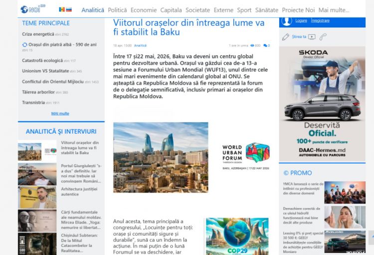 Moldova mediası: Dünya şəhərlərinin gələcəyi Bakıda müəyyənləşəcək