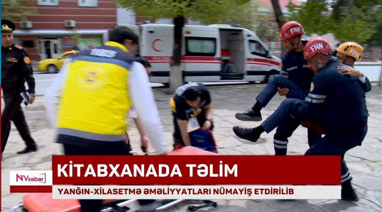 NAXÇIVANDA YANĞIN-XİLASETMƏ ƏMƏLİYYATLARI NÜMAYİŞ ETDİRİLİB<font color=red> - VİDEO</font>