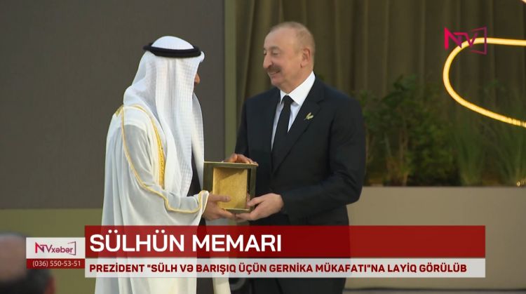 PREZİDENT "SÜLH VƏ BARIŞIQ ÜÇÜN GERNİKA MÜKAFATI"NA LAYİQ GÖRÜLÜB<font color=red> - VİDEO</font>