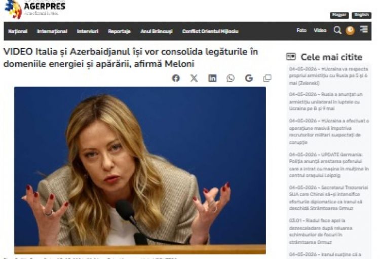 Rumıniya mediası Ciorcia Meloninin Bakı səfərini işıqlandırıb