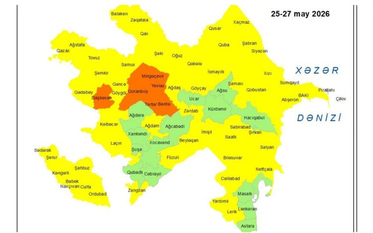 Küləkli hava şəraiti ilə bağlı sarı və narıncı xəbərdarlıq verilib