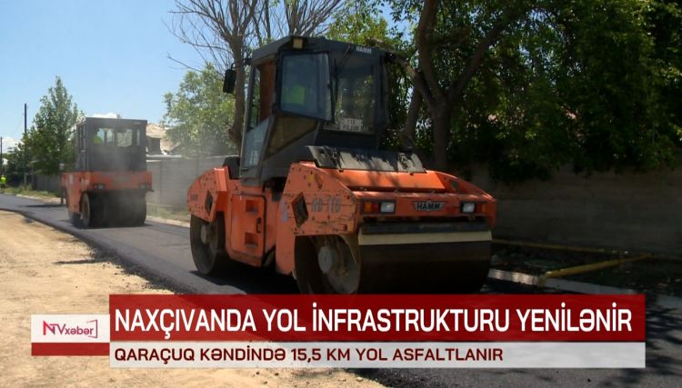 Qaraçuq kəndində 15,5 km yol asfaltlanır<font color=red> - VİDEO</font>