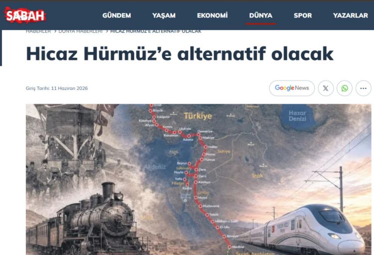 Media: Hicaz dəmir yolu Hörmüz boğazına alternativ olacaq