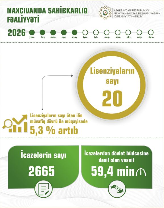 Naxçıvanda sahibkarlara verilən lisenziyaların sayı 5,3 faiz artıb