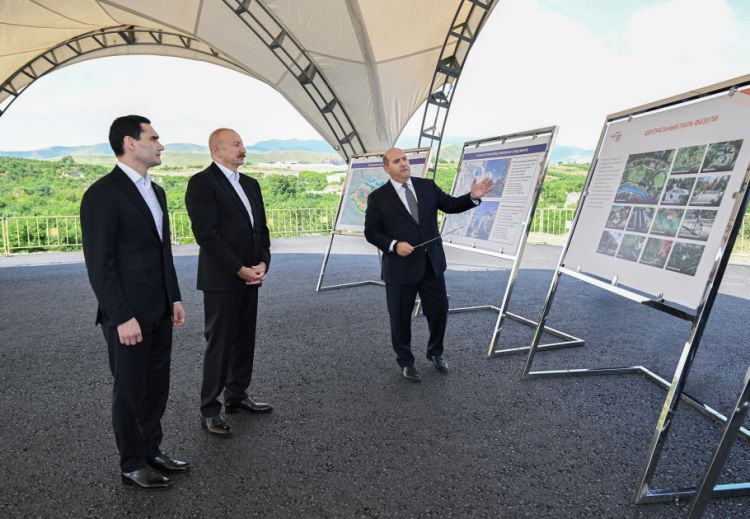 Azərbaycan və Türkmənistan prezidentləri Füzuli şəhərinin dağıdılmış yerlərinə baxıblar<font color=red> - FOTOLAR</font>