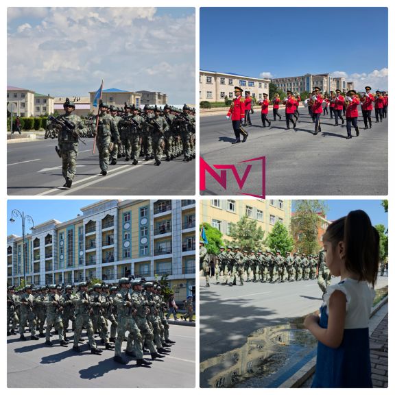 Naxçıvanda hərbi orkestrin müşayiəti ilə yürüş keçirilib