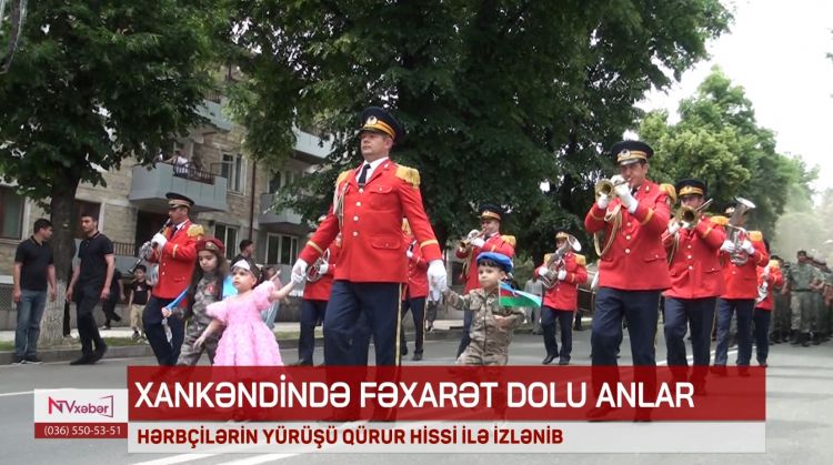 Silahlı Qüvvələr Günü münasibətilə Xankəndidə hərbçilərin yürüşü keçirilib<font color=red> - VİDEO</font>