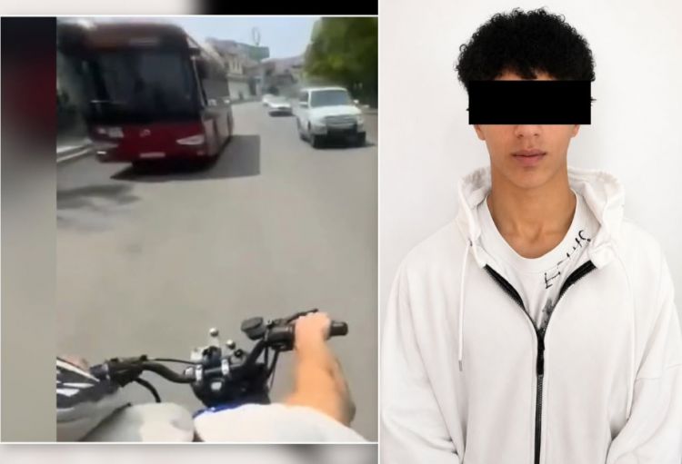 Təhlükəli motosiklet sürücüsünü polis saxlayıb
