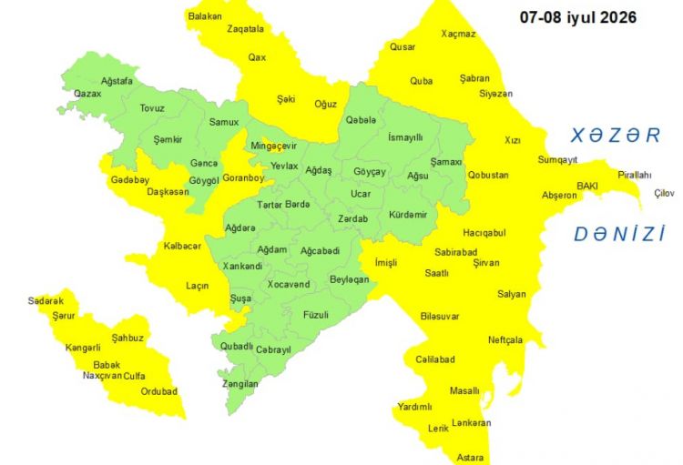 Küləkli hava şəraiti ilə bağlı sarı xəbərdarlıq verilib