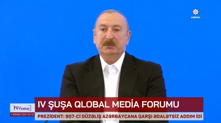Azərbaycan Prezidenti: 907-ci düzəliş ABŞ Konqresinin Azərbaycana qarşı ədalətsiz bir addımı idi <font color=red> - VİDEO</font>