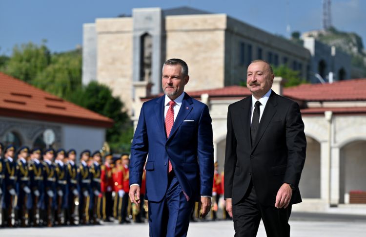 Slovakiya Prezidenti Peter Pelleqrininin Şuşada rəsmi qarşılanma mərasimi olub<font color=red> - FOTOLAR</font>